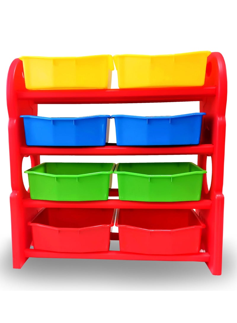 Home Elements Kids Multi-Bin Toy Organiser Storage Rack Multi Colour  - Image 1