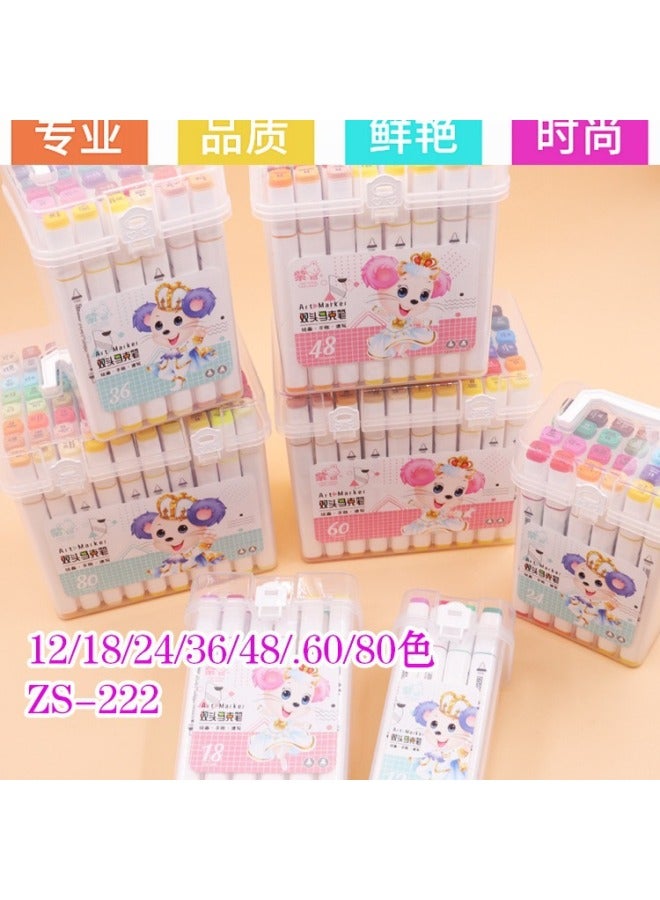 HELPS Double-ended Marker Pen Set Oily Multi-color Hook Pen Student Hand-painted Watercolor Pen Boxed Children's Paintbrush - Image 4