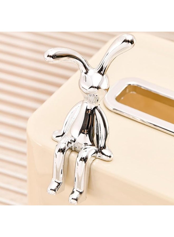 Luxury Modern Tissue Box Holder with Metallic Accent – Elegant Desktop Tissue Organizer - Pearl White - Image 3