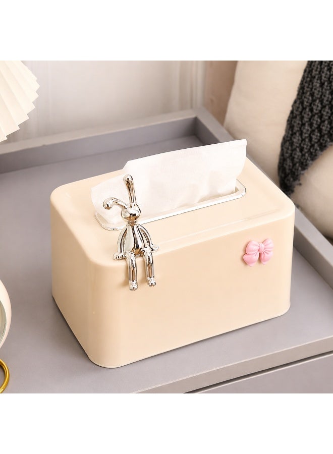 Luxury Modern Tissue Box Holder with Metallic Accent – Elegant Desktop Tissue Organizer - Pearl White - Image 4