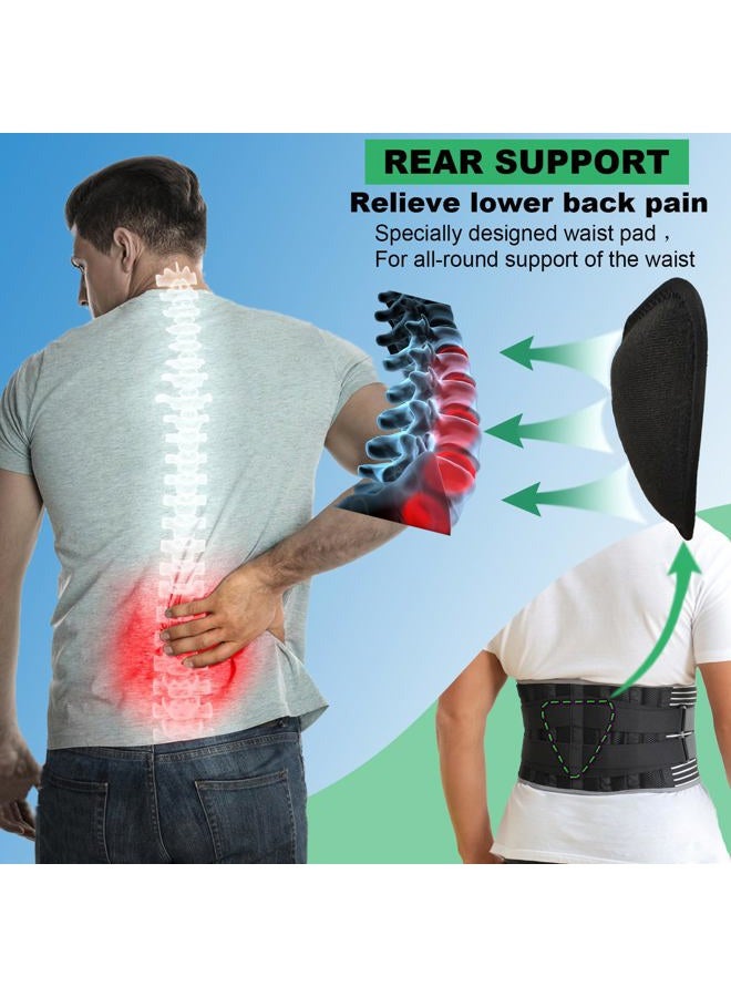 KONSEDIK Back Brace for Herniated Disc,Lower Back Pain Relief,Strain,Adjustable Lumbar Support Belt,with 6 Stays and Removable 3D Pad,for Men and Women Work,Lifting,Sciatica,Scoliosis(Small) - Image 2