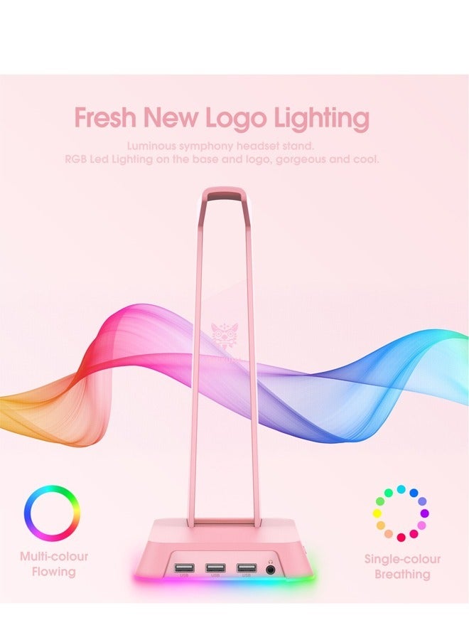ONIKUMA Gaming Headphone Stand With White RGB Lighting USB port - Image 2