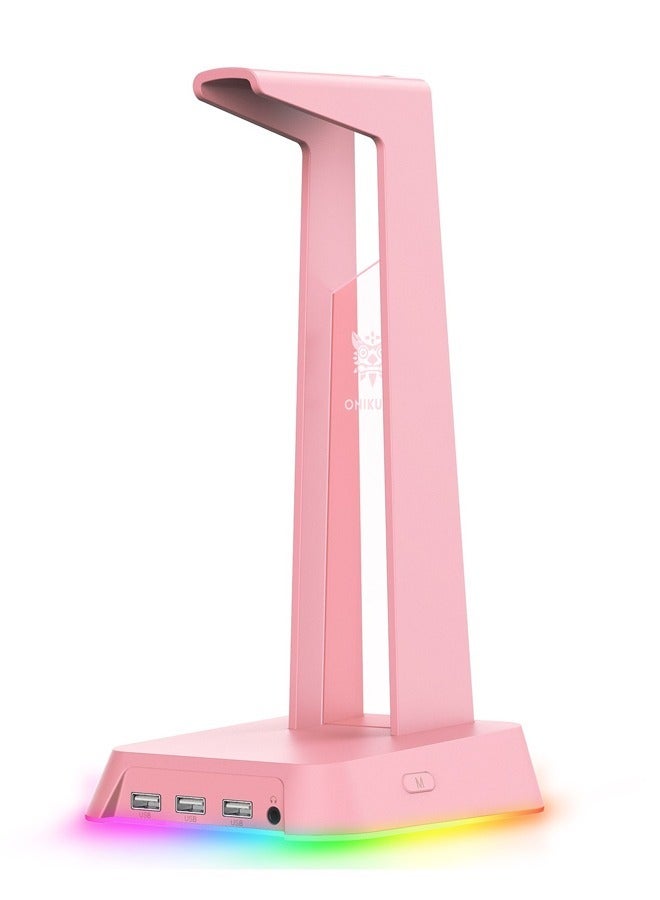 ONIKUMA Gaming Headphone Stand With White RGB Lighting USB port - Image 1