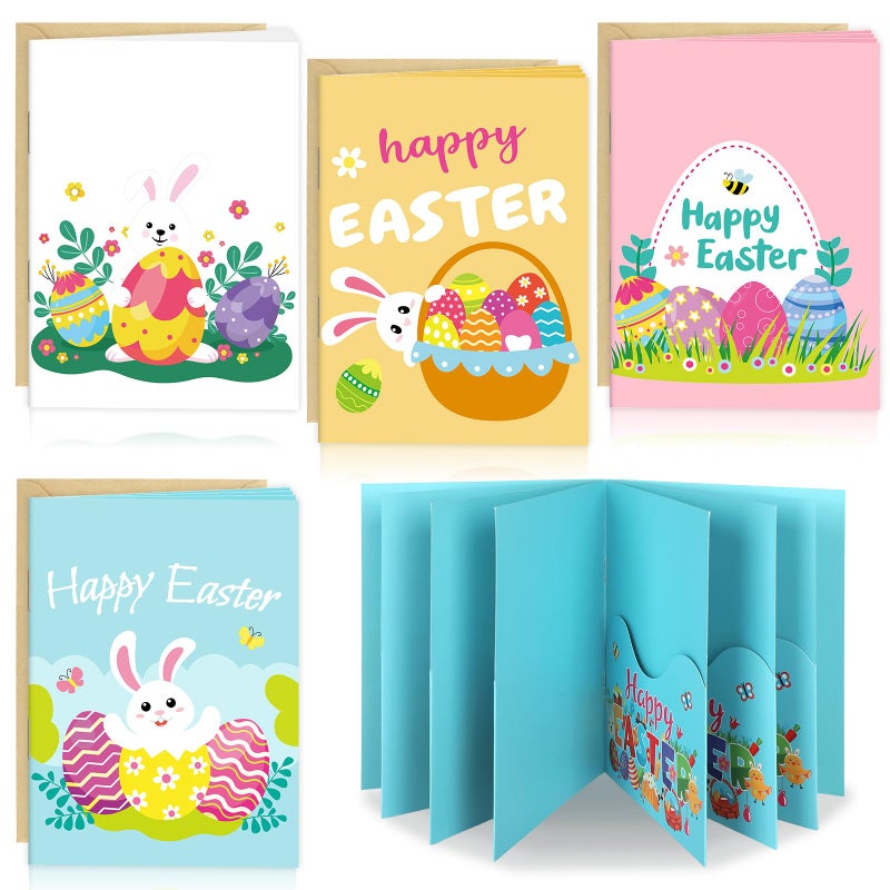 Sereliy 4 Sets Easter Gift Card Book, Happy Easter Money Holder Cards with Envelopes, Spring Bunny Gift Card Booklet Organizer for Family, Friends - Image 1