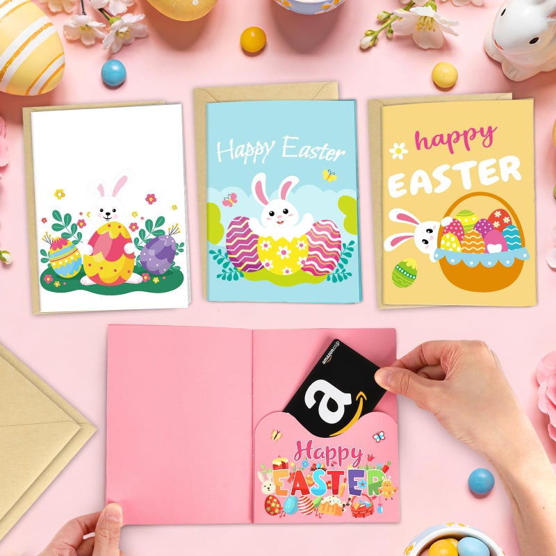 Sereliy 4 Sets Easter Gift Card Book, Happy Easter Money Holder Cards with Envelopes, Spring Bunny Gift Card Booklet Organizer for Family, Friends - Image 4