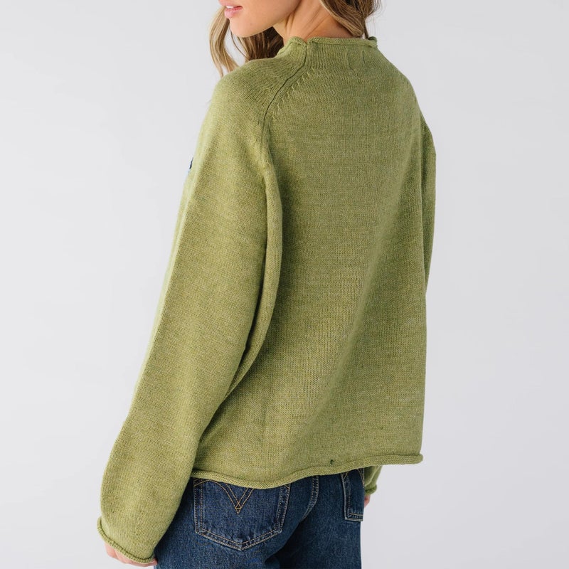 Maohao Women's Oversized Roll Neck Cute Animal Graphic Sweater Long Sleeve Chunky Knit Pullover Tops Casual Patterned Knitwear(Olive-Fish,L) - Image 5