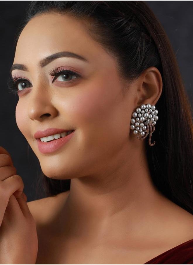 Priyaasi Brass Women Multicolour Brass Earrings with pattern and secured with Post and Back closure and styled in ideal for Western moments — a must-have for your statement wardrobe.  - Image 4