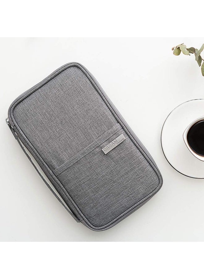 دريم محفظة حامل جواز سفر العائلة - منظم وثائق السفر المقاوم للماء من RFID للنساء والرجال ، بطاقة الهوية ذات السعة الكبيرة ، بطاقة الائتمان ، تذاكر الطيران ، جيب الهاتف النقود (رمادي) - Image 4