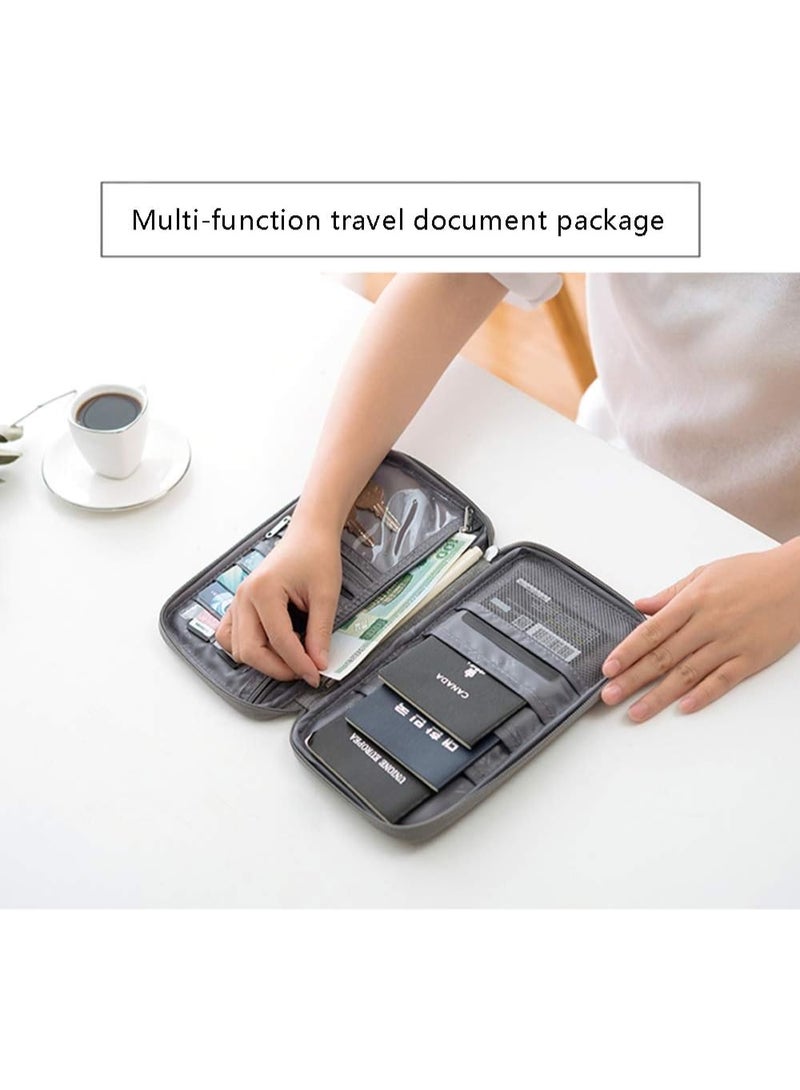 دريم محفظة حامل جواز سفر العائلة - منظم وثائق السفر المقاوم للماء من RFID للنساء والرجال ، بطاقة الهوية ذات السعة الكبيرة ، بطاقة الائتمان ، تذاكر الطيران ، جيب الهاتف النقود (رمادي) - Image 2