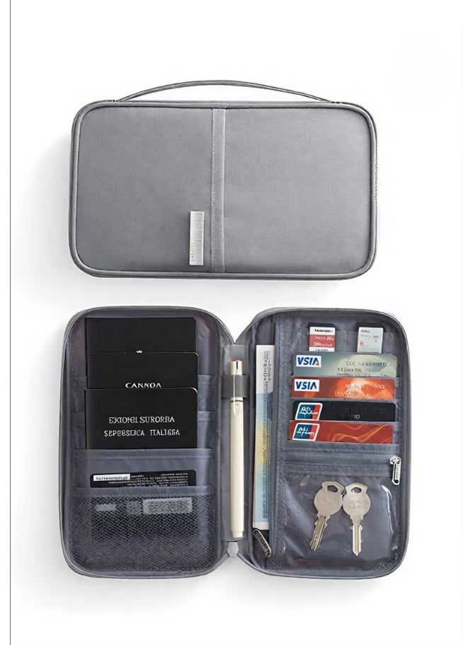 دريم محفظة حامل جواز سفر العائلة - منظم وثائق السفر المقاوم للماء من RFID للنساء والرجال ، بطاقة الهوية ذات السعة الكبيرة ، بطاقة الائتمان ، تذاكر الطيران ، جيب الهاتف النقود (رمادي) - Image 5