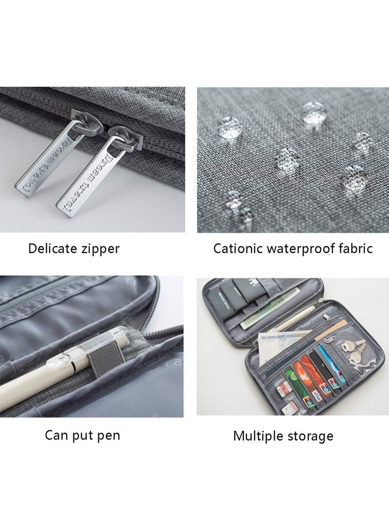 دريم محفظة حامل جواز سفر العائلة - منظم وثائق السفر المقاوم للماء من RFID للنساء والرجال ، بطاقة الهوية ذات السعة الكبيرة ، بطاقة الائتمان ، تذاكر الطيران ، جيب الهاتف النقود (رمادي) - Image 3