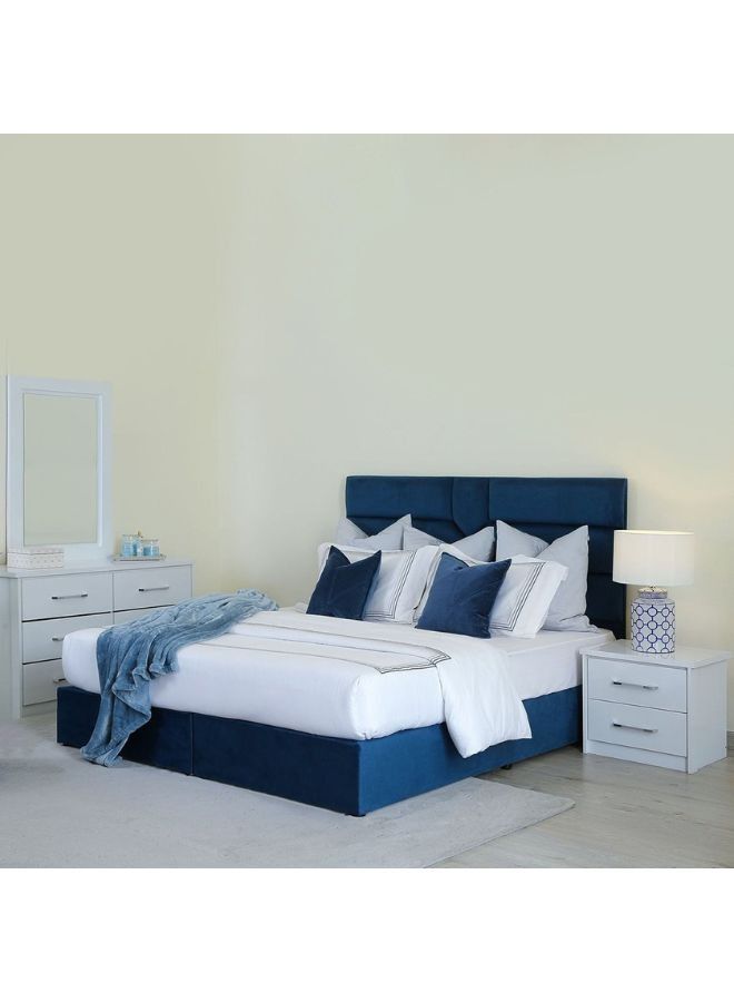 Karnak Estella Premium Upholstered Velvet Bed Frame Bedroom Furniture Strong And Sturdy Modern Design Wooden Bed | Quiet & Comfortable Bed (Eu - Single 90x200cm, Blue) - Image 1