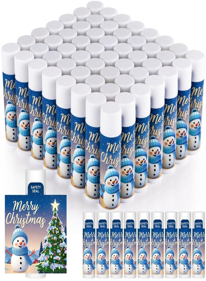 Dmsky 60 Pack Christmas Lip Balm Bulk for Stocking Stuffers, Lip Balm Set for Christmas Gifts, Bulk Christmas Gifts for Women Men, Christmas Party Favors for Teachers Coworkers-Snowman - Image 1