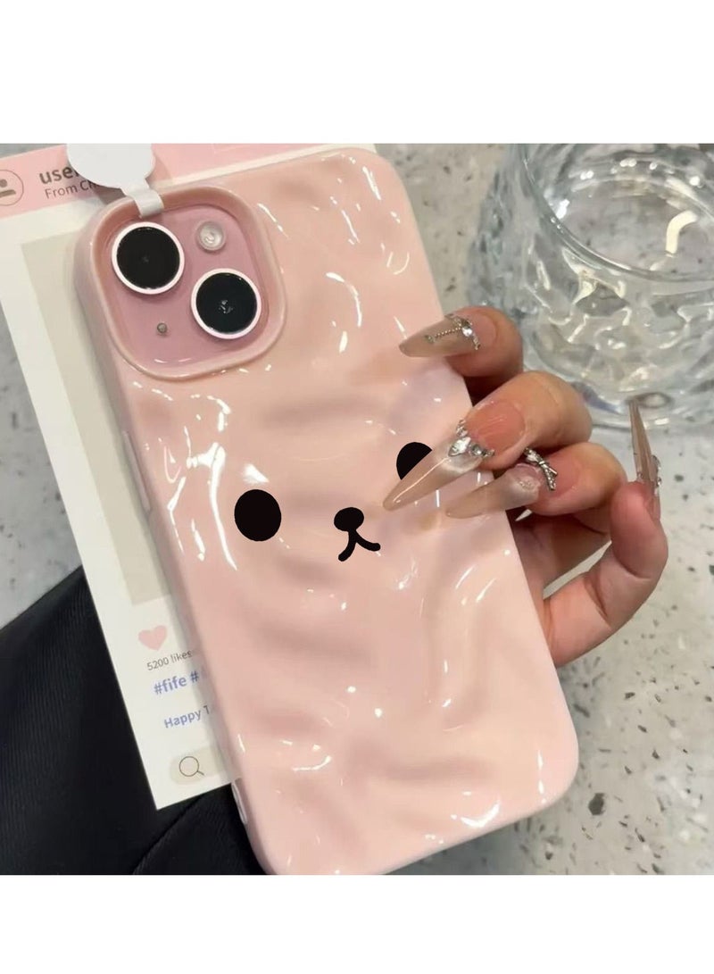 NIBEMINENT Easy Bear Emoji Protective TPU Case Cover For iPhone 15 Pro, Pink
