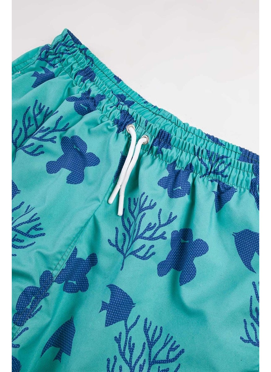 Gold Class Kidswear Water Repellent Printed Green Boys Swim Shorts  - Image 1