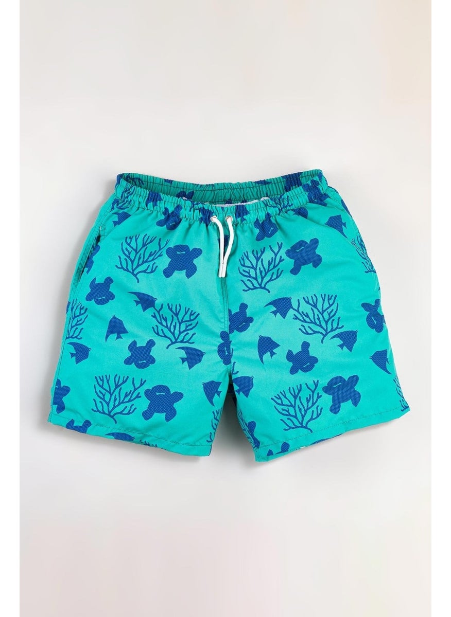 Gold Class Kidswear Water Repellent Printed Green Boys Swim Shorts  - Image 2