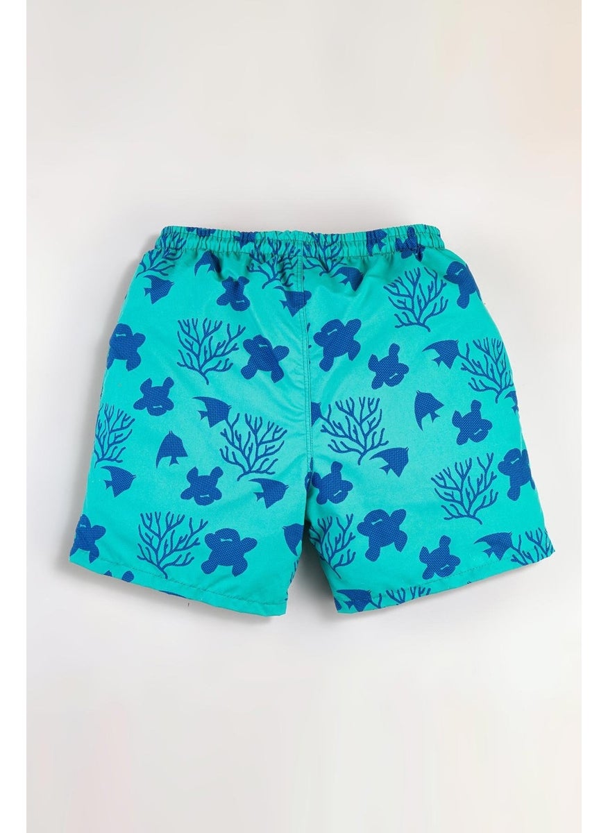 Gold Class Kidswear Water Repellent Printed Green Boys Swim Shorts  - Image 5