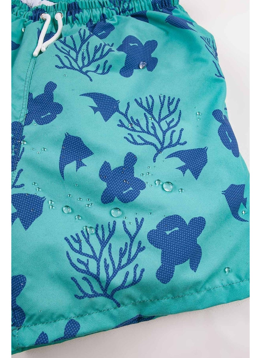 Gold Class Kidswear Water Repellent Printed Green Boys Swim Shorts  - Image 3