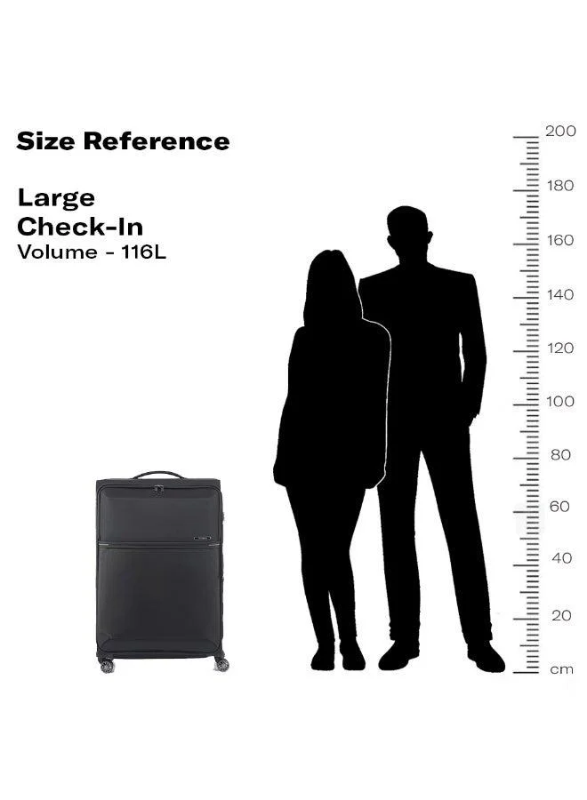 Samsonite 78 73h suitcase check-in size 78 cm / 29 inch, 4 spinner wheels, 100% nylon, black|soft top|front pocket compartment|tsa combination lock|expandable - 10 years international warranty  | Best Price UAE