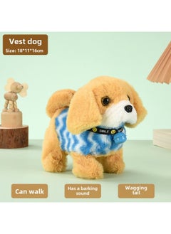 Generic Toy Dog Children Plush Electric Toy Walking Dog Electric Dog Stall Electronic Puppy Pet-Color:Vest Barking Dog [yellow]  - Image 1