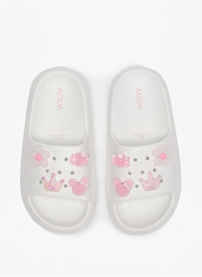 Aqua Accent Detail Slip-On Slide Slippers