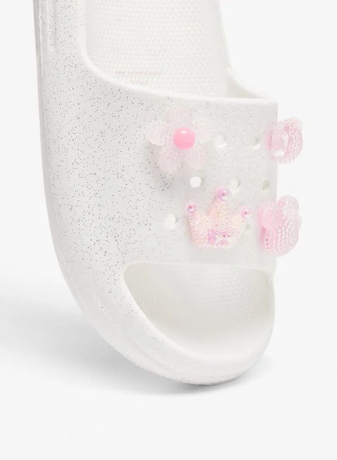 Aqua Accent Detail Slip-On Slide Slippers
