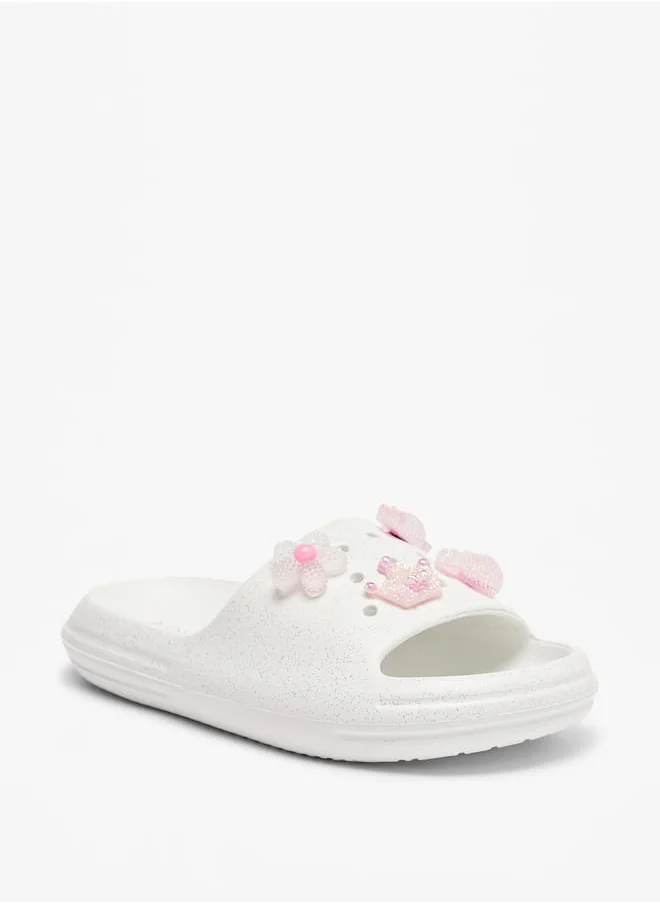 Aqua Accent Detail Slip-On Slide Slippers