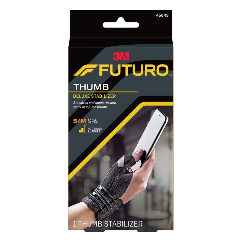 FUTURO Deluxe Thumb Stabilizer, Left or Right Hand, Small/Medium Size, Adjustable, Stabilizes and Supports Sore, Weak or Injured Thumb, Soft and Breathable Materials Enhance Comfort (45843ENR) - Image 1