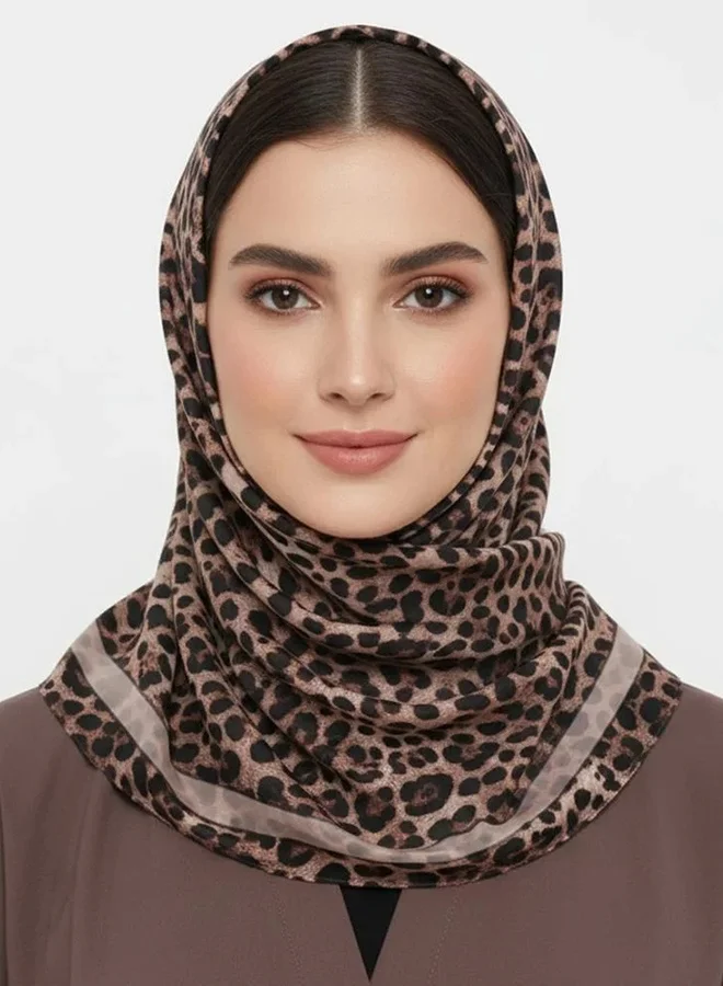 lamha abaya Classic Leopard Scarf – Chiffon with a traditional leopard print