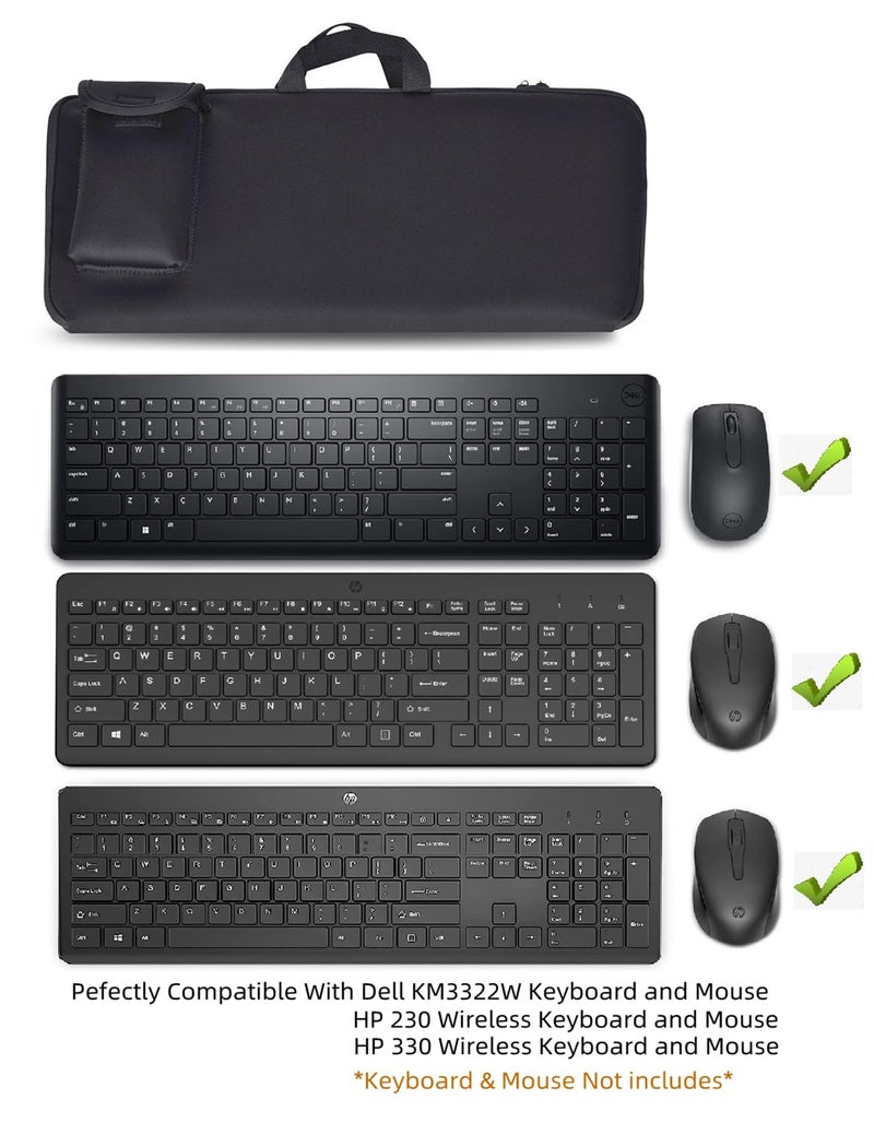 AF-WAN Wireless Keyboard Portable Case storage bag - Dustproof, Waterproof, Shockproof for Dell KM3322W/HP 230/HP 330 Wireless Keyboard and Mouse Combo (Black) - Image 2
