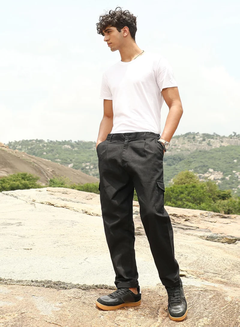 Campus Sutra Lightweight - Pleated Utility-Tapered Trousers