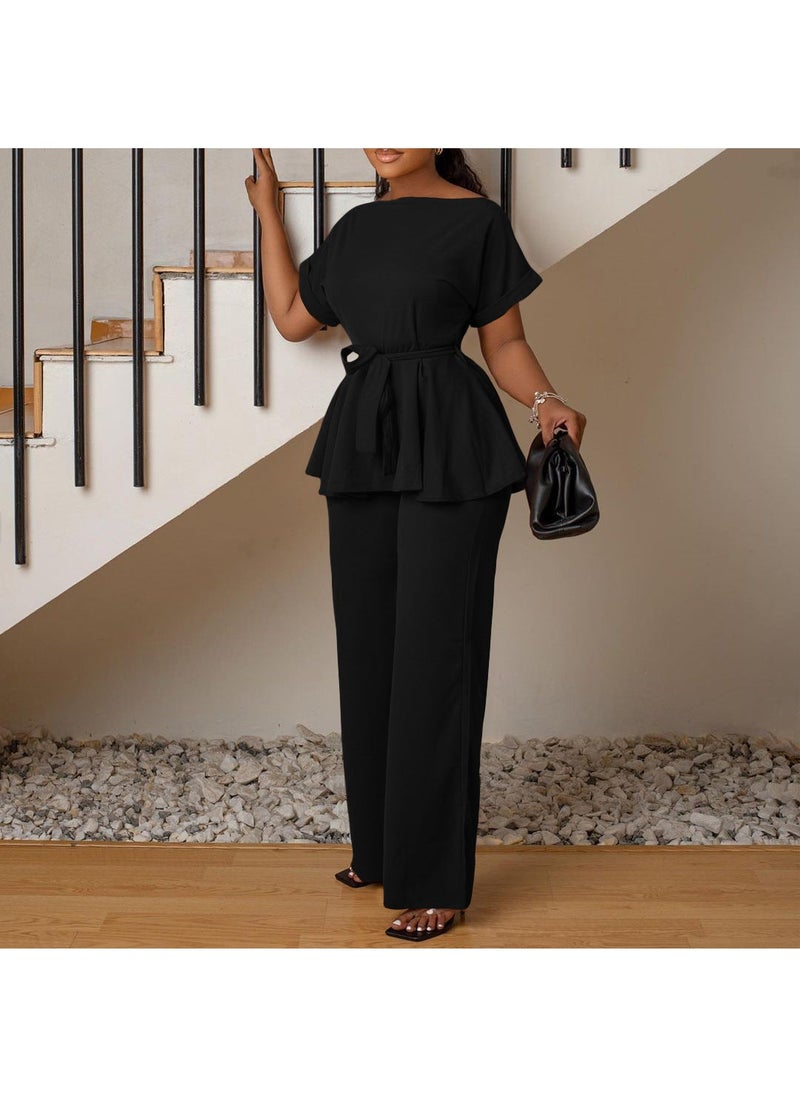 Arabest D3206 European and American Women's 2023 Summer Solid Color Strap Top High Waist Wide Leg Pants Fashion Casual Foreign Trade Suit - Image 5