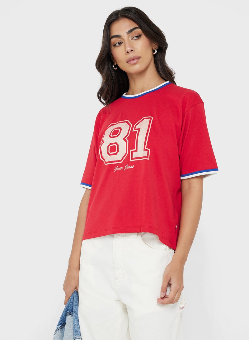 GUESS Varsity Detail Graphic Boxy Tee - Image 1