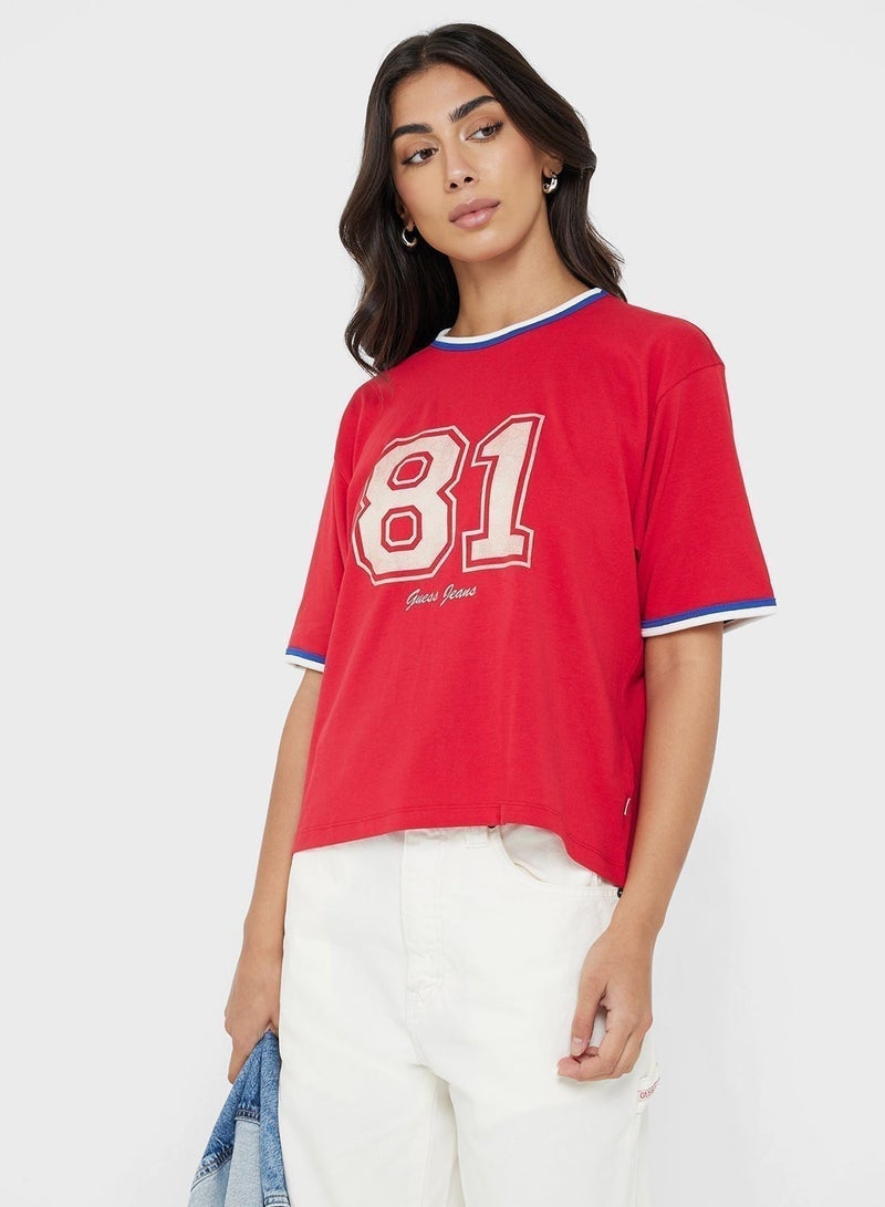 GUESS Varsity Detail Graphic Boxy Tee - Image 1