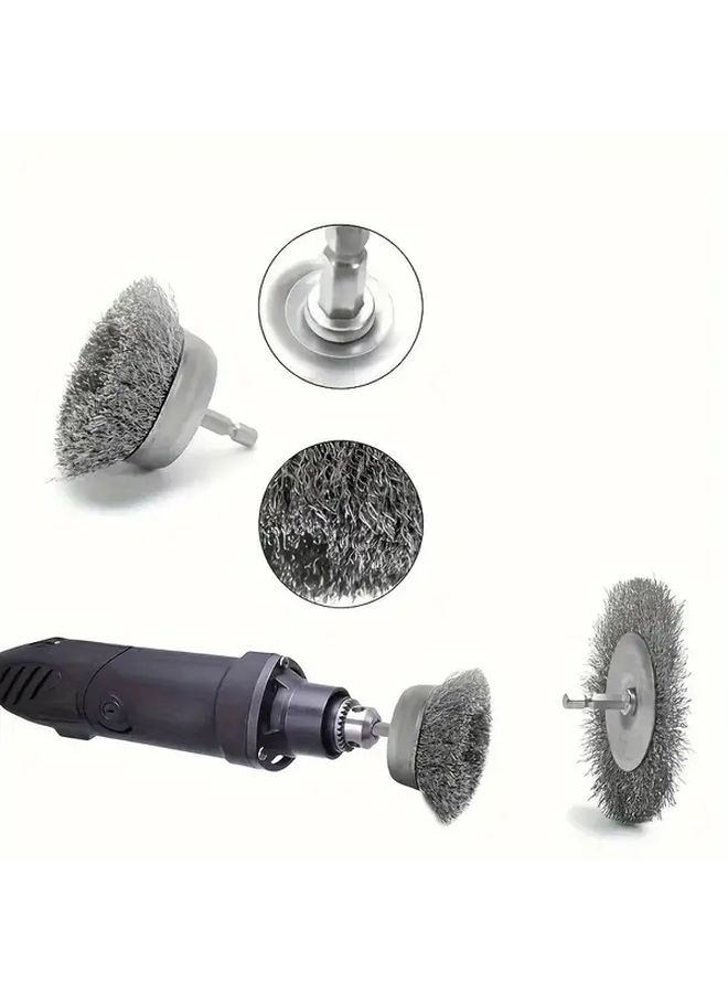 6pcs Wire Wheel Brush Set Cup Brush with 1 4 Inch Hex Shank for Rust Removal Corrosion Cleaning Scrubbing - Image 3