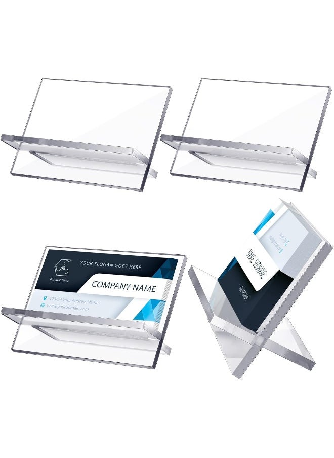 TPGP 4 Pack Acrylic Business Card Holders for Desk Heavy Duty Clear Plastic Name Card Display Desktop Stand Organizer for Exhibition, Office, Restaurant, 50 Capacity  - Image 1