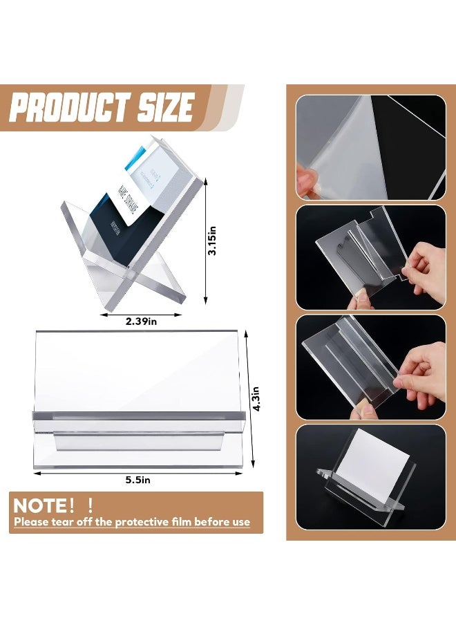 TPGP 4 Pack Acrylic Business Card Holders for Desk Heavy Duty Clear Plastic Name Card Display Desktop Stand Organizer for Exhibition, Office, Restaurant, 50 Capacity  - Image 2