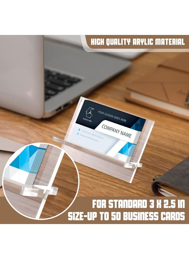 TPGP 4 Pack Acrylic Business Card Holders for Desk Heavy Duty Clear Plastic Name Card Display Desktop Stand Organizer for Exhibition, Office, Restaurant, 50 Capacity  - Image 3