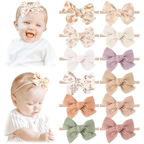 Niceye Baby Headbands and Hairbands Set - 12 Packs of Stretchy Nylon Handmade Hair Accessories for Newborns, Infants, and Toddler Girls - Image 1