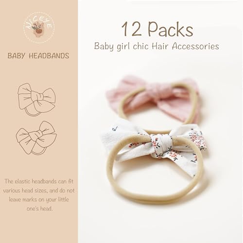 Niceye Baby Headbands and Hairbands Set - 12 Packs of Stretchy Nylon Handmade Hair Accessories for Newborns, Infants, and Toddler Girls - Image 2