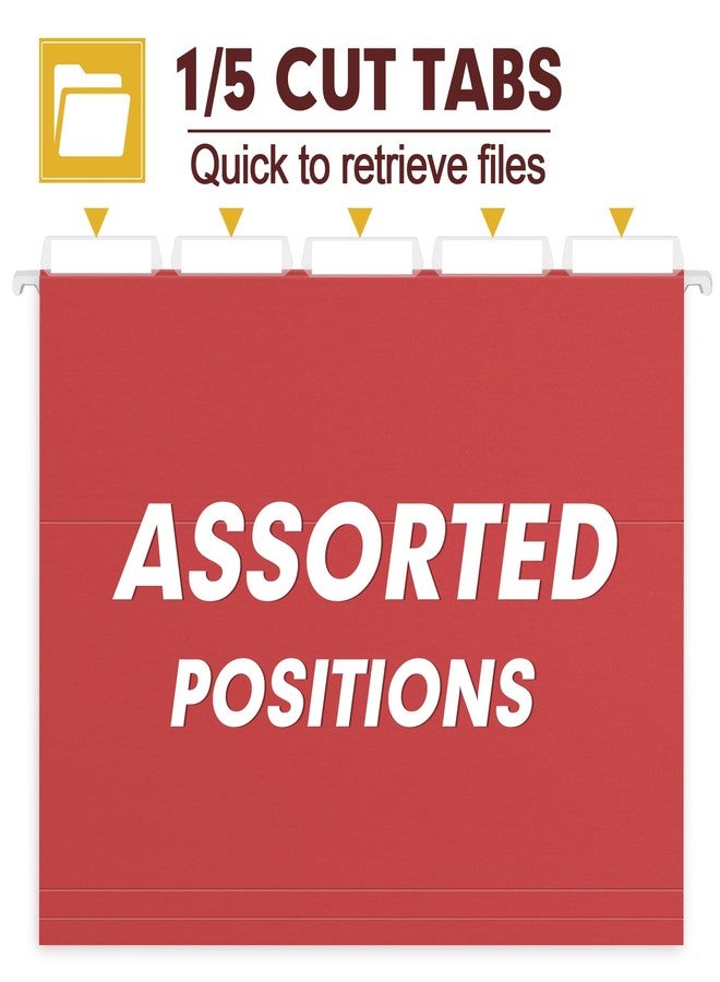 HERKKA Hanging File Folders, 30 Pack Reinforced Letter Size Hanging Folders, Designed for Bulky Files, Filing Cabinet, 1/5-Cut Adjustable Tabs (Red) - Image 3