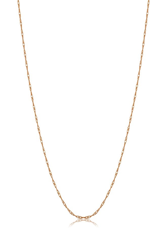 Kooljewelry قلادة باندنت سلسلة حبل من الذهب الوردي عيار 14 قيراط (0.8 مم، 14 بوصة) - Image 1