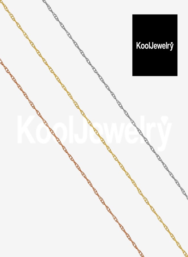 Kooljewelry قلادة باندنت سلسلة حبل من الذهب الوردي عيار 14 قيراط (0.8 مم، 14 بوصة) - Image 4