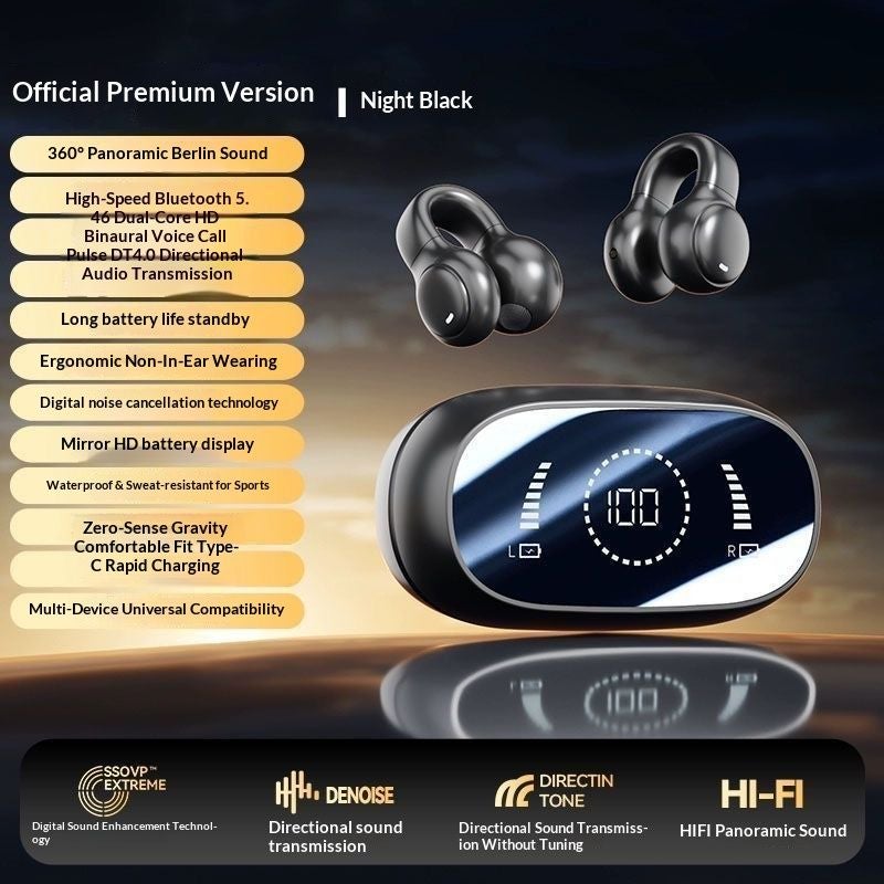 x51 Bone Conduction Wireless Bluetooth Earphones - New 2026 Design, Dual-Mode Ear Clip, Long Battery Life