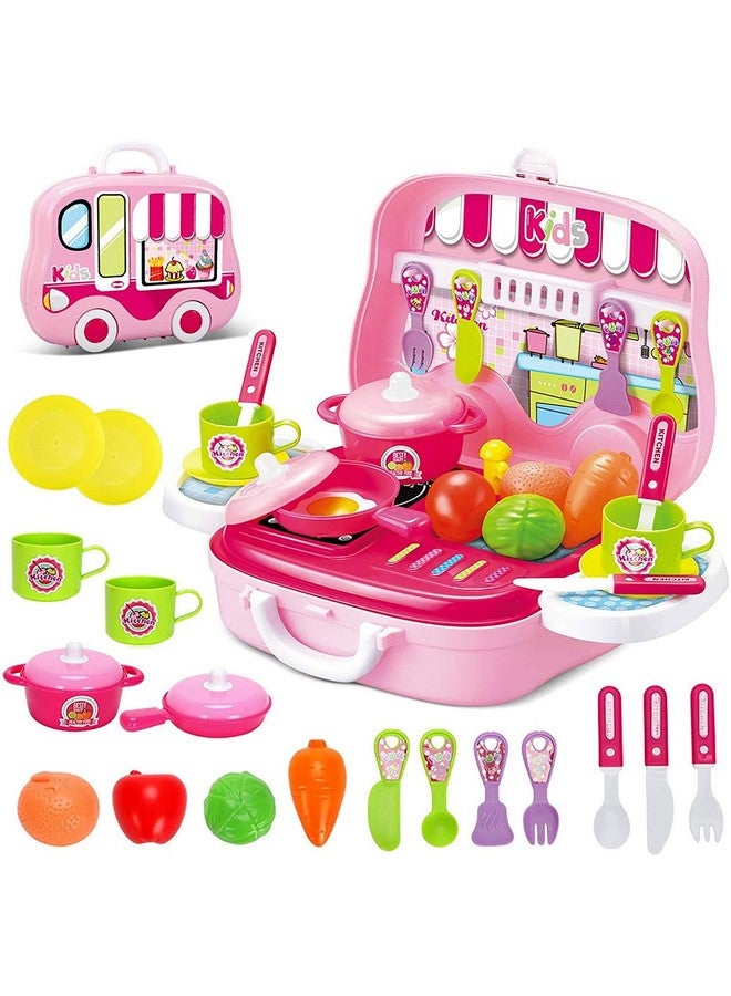 فنبلاست مجموعة مطبخ فن بلاست للأطفال مع حقيبة حمل - ألعاب تظاهرية للبنات والأولاد من سن 3 سنوات فما فوق - متعددة الألوان؛ 26 قطعة - Image 1