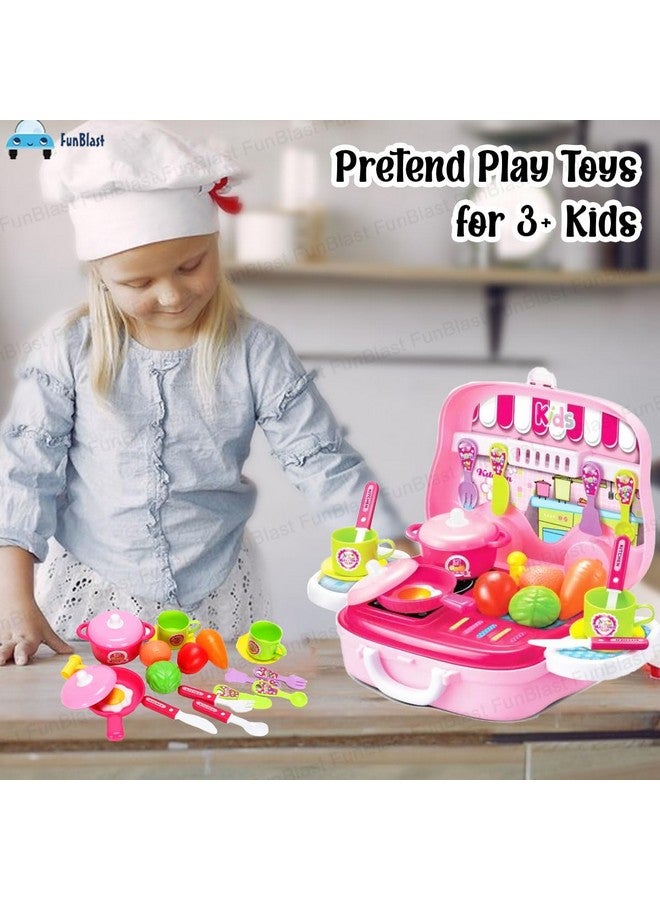 فنبلاست مجموعة مطبخ فن بلاست للأطفال مع حقيبة حمل - ألعاب تظاهرية للبنات والأولاد من سن 3 سنوات فما فوق - متعددة الألوان؛ 26 قطعة - Image 4