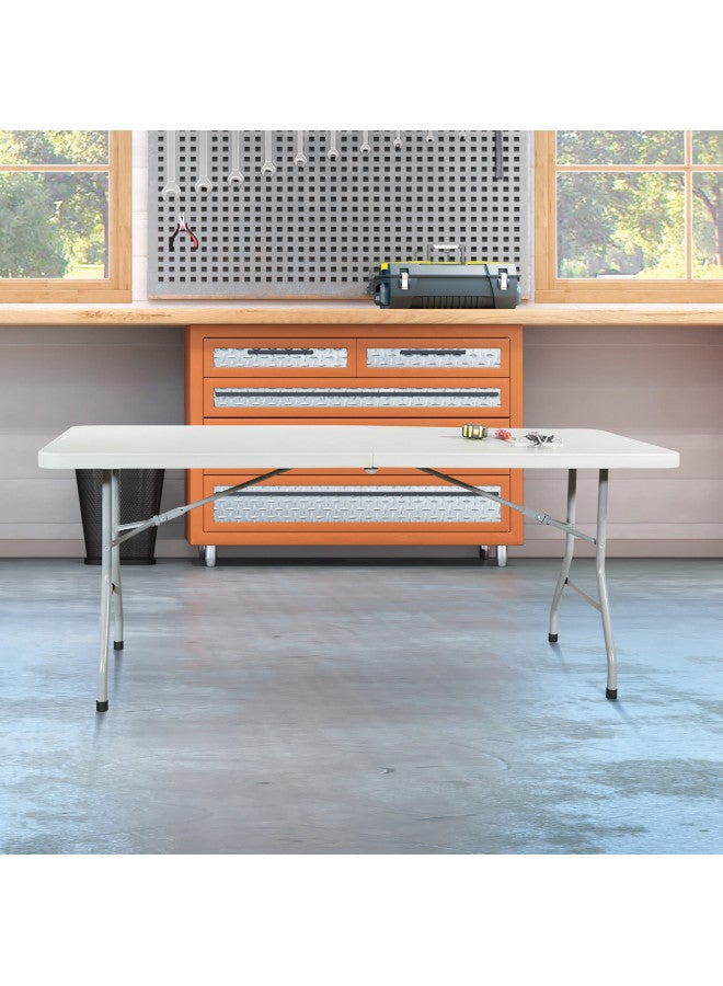 Office Star Resin Rectangle Center-Folding Portable Table for Picnics, Camping, and Tailgating, 6 Feet - Image 3