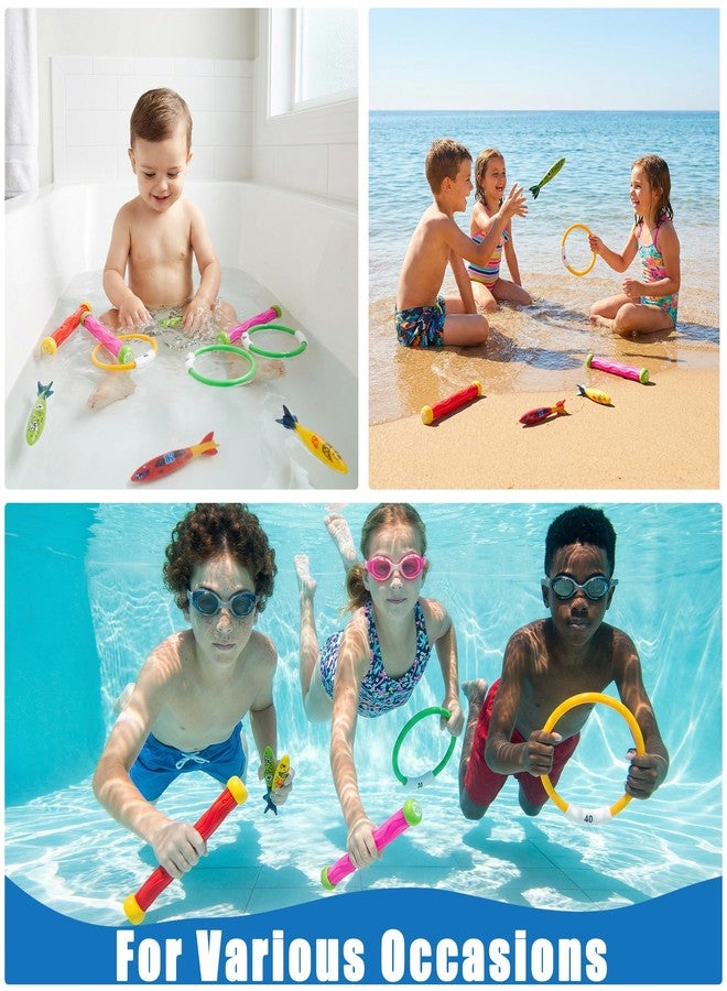PARENTSWELL 17 Pcs Pool Diving Toys for Kids Adults, Swimming Pool Toy Set Includes 8 Dive Torpedos, 5 Diving Sticks & 4 Diving Rings for Swim Pool Games, Water Fun Games - Image 4