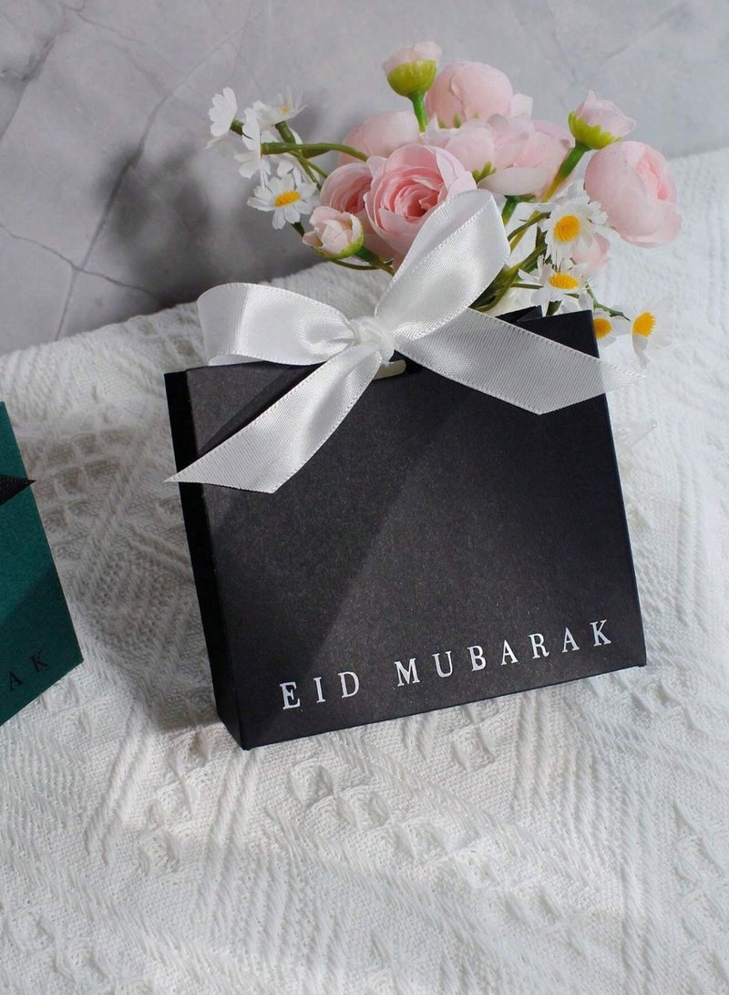 Generic Set of 5 luxurious small gift boxes for holiday occasions with elegant ribbons, size 11.50×10×4.5 cm, in black, perfect for presenting sweets, chocolates, and small gifts, for Eid al-Adha giveaways.  - Image 1