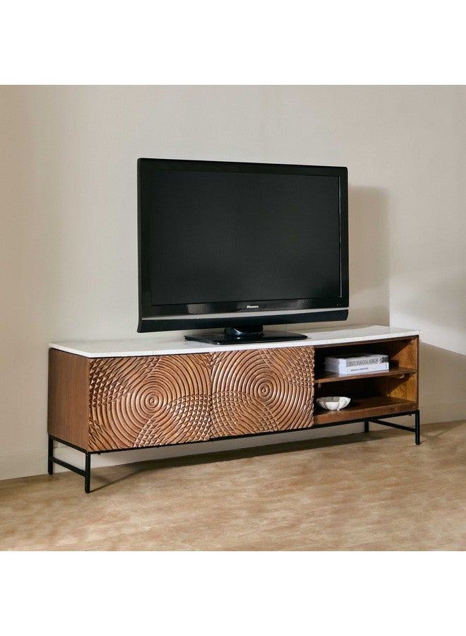 Home Box Engrave Marble Top TV Unit for TVs up to 70 inches 40 x 50 x 160 cm  - Image 1